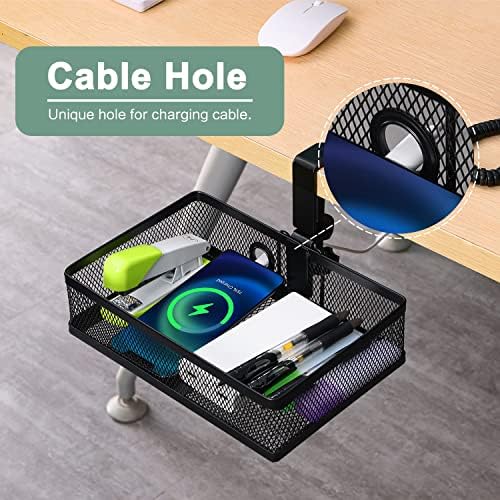 ROSYLINE Under Desk Storage Basket Hanging Drawer Tray, Clamp On Organizer - Image 4