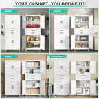 SISESOL White Metal Storage Cabinet with Wheels and Drawers,Rolling Garage Storage Cabinet with Doors and Adjustable Shelves,73" Mobile Tall Large Metal Tool Cabinets for Home,Office,Garage - Image 5