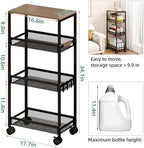 4-Tier Slim Utility Rolling Laundry Cart with Wheels, Easy to Assemble - Image 2