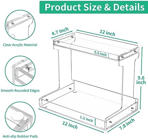 NPPLUS 2-Tier Clear Acrylic Bathroom Organizer Counter Storage Shelf - Image 3