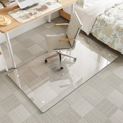 30" x 55" Tempered Glass Chair Mat for Carpet & Hard Floors by MYSUNORIA