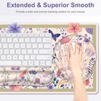 Cute Desk Mat, 4in1 Large Mouse Pad with Wrist Rest, Desk Matt for Desktop, Deskpad Mat, Anti-Slip XXL Computer Ergonomic Mousepad with Wrist Support for Keyboard and Mouse I Retro Purple Floral - Image 4