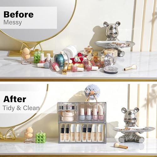 Prsildan Acrylic Drawer Makeup Organizer with 4 Drawers - Image 4