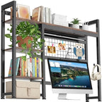 IBVIVIC Desktop Shelf, 32.3'' Desktop Organizer Shelf for Computer Monitor, 4 Tier Hutch Storage Rack for Home Office Dorm, Rustic Brown by IBVIVIC