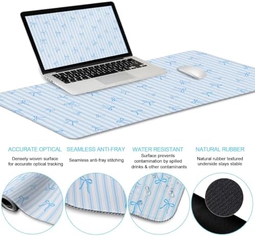 LIMKRIAN Blue Striped Mouse Pad Set Large Desk Mat for Keyboard and Mouse - Image 5