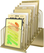 Sinboun Inclined Desk File Organizer Folder Holder with 8-Section, Gold by Sinboun