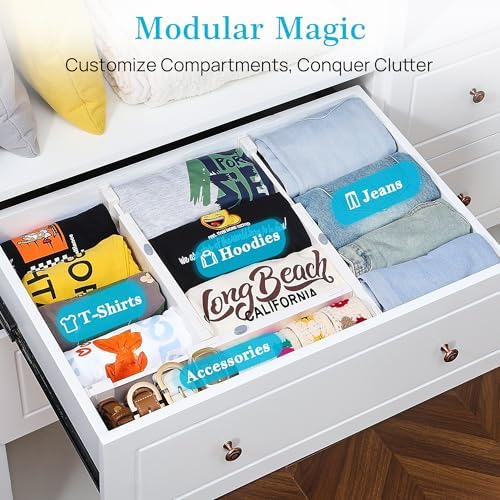Vtopmart 4" High Drawer Dividers for Clothes, 11.3"-17" Expandable, 12 Pack - Image 3