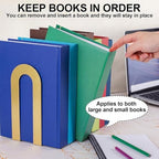 Chunful 8 Pcs Gold Metal BookEnds Shelves, 7.5 x 5.75 x 3.5 in - Image 4