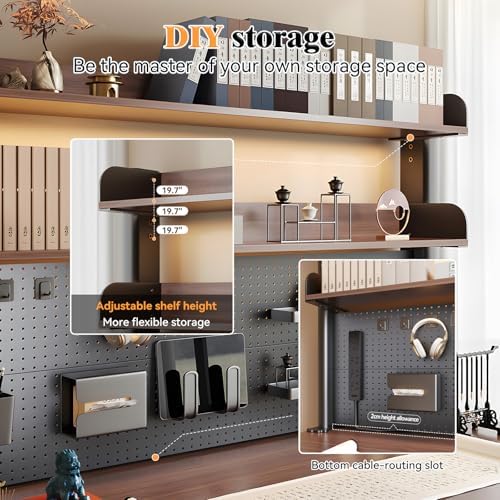 Clamp on Desk Shelf with Pegboard, Adjustable Desktop Hutch Organizer, No-Drill Over the Desk Storage Rack, Heavy Duty Metal Frame Vertical Stand with DIY Accessories for Home Office & Gaming Setup - Image 4