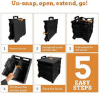 Inspired Living Collapsible Ultra-Slim Pack-N-Roll,2 Wheel Utility Cart w/Lid used as Seat up to 250 Lbs, Telescopic Handle - Super Strong, for Home, Garden, Shopping, Office, School use, Large, Black - Image 6