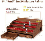 OPHIR Wooden Paint Organizer 98 Holes Rack for Miniature Paints & Brushes - Image 3