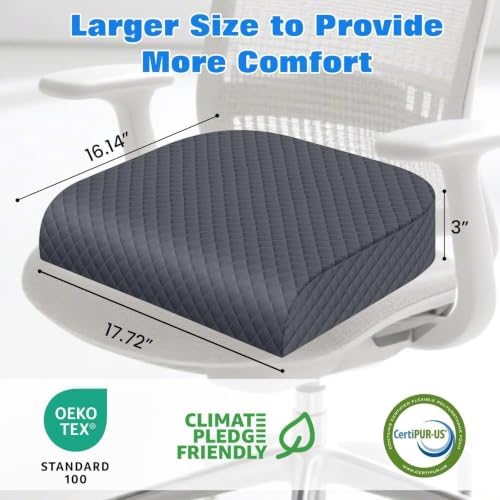 Seat Cushion, Office Chair Cushion, Chair Pad, Large, Gray, Large - Image 2