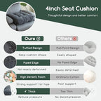 HIGOGOGO Tufted Corduroy Recliner Seat Cushion for Elderly, High Density Foam Large Square Seat Cushion for Recliner Chair, Floor Pillow, Office Chair, Car, No Pressure on Thighs, 20x20x4 - Image 6
