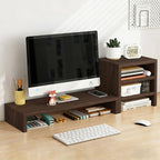 Solid Wood Monitor Stand Riser & Laptop Stand Desk Organizer - Office Accessories for PC Workspace, Computer Organization, Countertop Hutch Dark Brown Log Combination 1 by Unknown