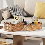 Vagusicc Wicker Storage Basket, Set of 2 Hand-Woven Water Hyacinth Wicker Basket for Organizing with Handle Decorative Storage Bins for Counter Pantry Shelves Toilet Paper Basket for Toilet Tank Top - Image 4