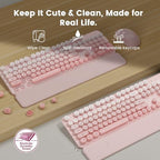Wireless Keyboard and Mouse Combo, Magnetic Soft-Touch Wrist Rest, Pink - Image 4