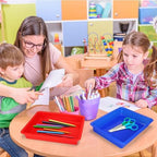 ShineMe Plastic Paper Trays for Classroom, 6 Pack Colorful Classroom Turn in Bins, Thick and Sturdy A4 Letter Size Flat Storage Trays for Classroom Organization and Storage - Image 7