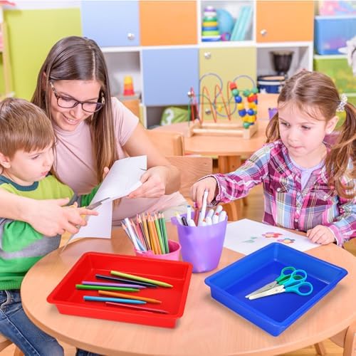 ShineMe Plastic Paper Trays for Classroom, 6 Pack Colorful Classroom Turn in Bins, Thick and Sturdy A4 Letter Size Flat Storage Trays for Classroom Organization and Storage - Image 7