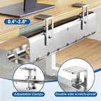 2 Pack No-Drill Under Desk Cable Management Tray 33.8 inch Large Wire Cord Organizers, Cable Management Under Desk for Home and Office No Damage Silver - Image 2