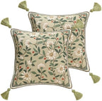 ISAENNE Designer Linen Square Throw Pillow Cover,Set of 2,18"x18"-Brune A by Isaennehomedecoration