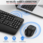 Wireless Keyboard and Mouse Combo, 2.4G Ergonomic Wave Keys(Black) - Image 5