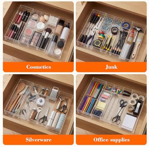 Briwooody Clear Acrylic Drawer Organizer Expandable,10 Compartments,Medium - Image 6