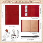 Eaasty Leather A5 Travelers Journal Notebook Cover, Red - Image 2