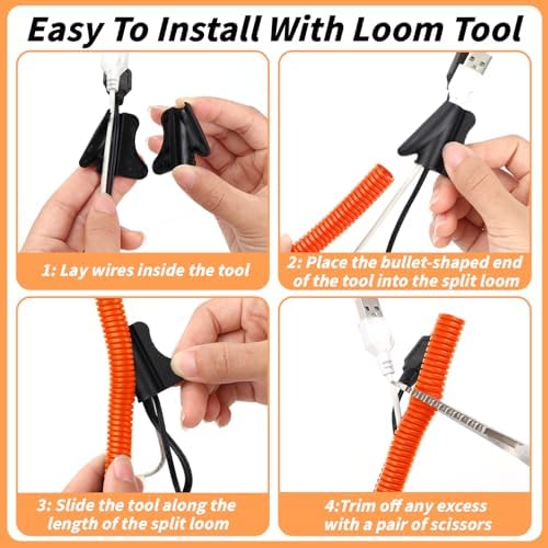 Oleitodh 100 ft 3/4 in OD Orange Split Wire Loom Tubing, with 50 Ties - Image 4
