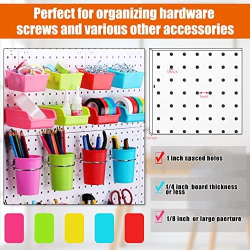 Sieral 64 Pieces Pegboard Bins Pegboard Cups with Hooks and Loops Peg Hooks Assortment Organizer Accessory for Organizing Accessories Tools Storage Office Workshop Garage Workbench (Colorful) - Image 4