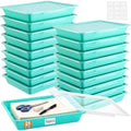 Tinlade 24 Pcs Classroom Paper Storage Bins with Lids, Teal, 13x10in by Tinlade