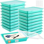 Tinlade 24 Pcs Classroom Paper Storage Bins with Lids, Teal, 13x10in by Tinlade