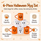Pickmesh Halloween Coffee Mugs with Heart Handles, 6 Pack 10 Oz Cups - Image 3