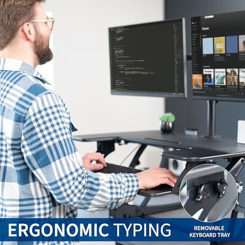 VIVO Black 36 inch Desk Riser with Monitor Mount, DESK-KIT-0V02 - Image 6
