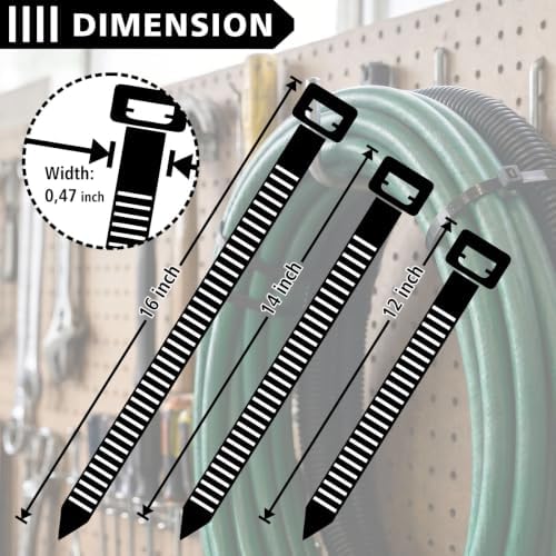 Zip Ties heavy duty 300 Pack (12"+14"+16") - 250 lb Tensile Strength - Image 2
