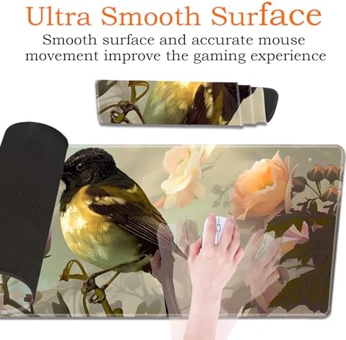 Large Gaming Mouse Pad, Keyboard Wrist Rest Pad + Mouse Wrist Pad + Coaster 4 in 1 Set, Extended Waterproof Non-Slip Desk Mat, Suitable for Office Home Learning Games, Cute Bird - Image 3