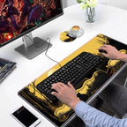 Ergonomic Keyboard Wrist Rest & Mouse Pad Wrist Rest Set, Large XXL Gaming Desk Mat 31.5"x 11.8" with Non-Slip Base, Memory Foam, Easy Typing Pain Relief for Home & Office, Black Cat - Image 7