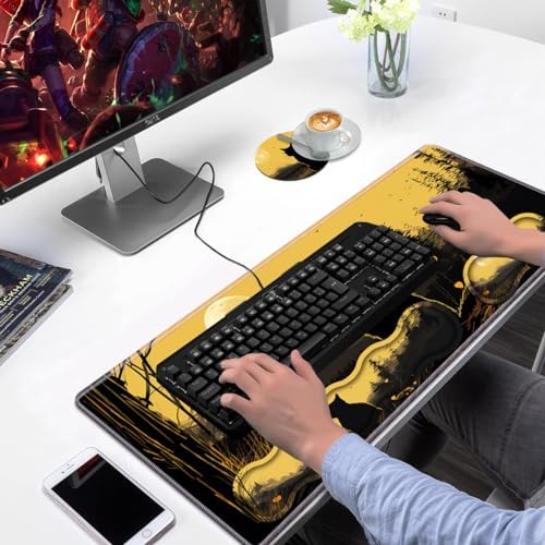 Ergonomic Keyboard Wrist Rest & Mouse Pad Wrist Rest Set, Large XXL Gaming Desk Mat 31.5"x 11.8" with Non-Slip Base, Memory Foam, Easy Typing Pain Relief for Home & Office, Black Cat - Image 7