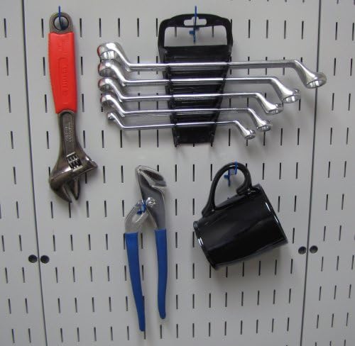Wall Control KT-100-B BU Slotted Storage Panel Basic Hook Assortment Pegboard and Slotted Tool Board - Blue - Image 2