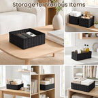 efluky 4 PCS Hand-Woven Drawer Organizer Baskets, Paper Rope Drawer Divider and Storage Trays Containers for Kitchen, Bathroom, Office, Desk, Black - Image 5