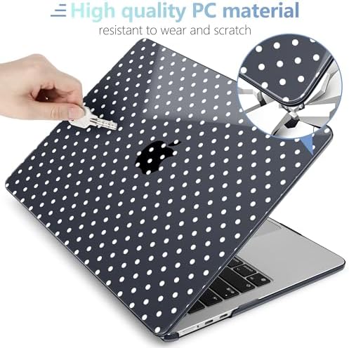 MEEgoodo for M5/M4/M3/M2 MacBook Air 15 inch Case 2026 2025 2024 2023, Case Fit Model (A3448/A3241/A3114/A2941) for MacBook Air 15.3 inch, White Polka Dot - Image 4