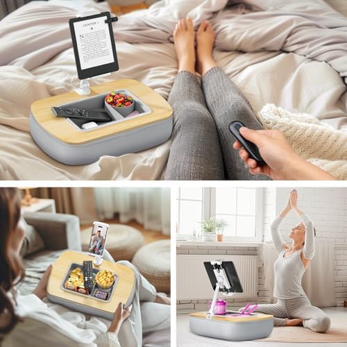 ERGONOV Tablet Pillow Stand with Snack Bowl,iPad Holder for Bed -Birch Gray - Image 4