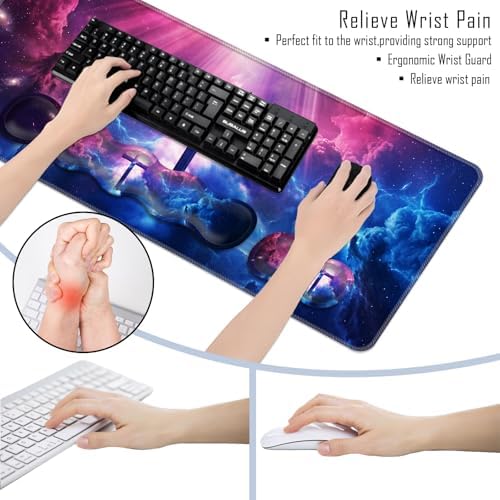 TGFEWYTJYJ Extended Gaming Mouse Pad,Memory Foam Ergonomic Keyboard Mouse Wrist Rest Support Set,Large Desk Mat with Stitched Edges,Non-Slip Base Mousepad Home Office,Christian Cross in the Sky - Image 5