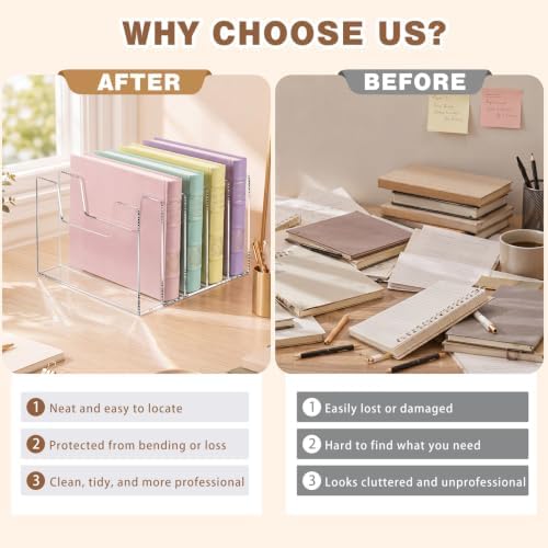2 Pack 5 Section Clear Acrylic Desktop File Organizer Vertical File Sorter - Image 5