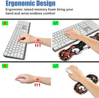 4 in 1 Ergonomic Memory Foam Mouse Pad Wrist Rest Set, Large XXL Gaming Desk Pad + Keyboard Wrist Rest + Mouse Wrist Cushion + Coaster for Home Office Study Gaming, White Fox Mushroom - Image 5