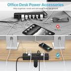 CCCEI 20W Per Side USB-C Desktop Outlet Station, Clamp Power Strip Surge Protector 4800J, Home Office Standing Desk Organizers and Accessories, 10FT 14AWG 15A Extension Cord, Switch, ETL Listing. - Image 6