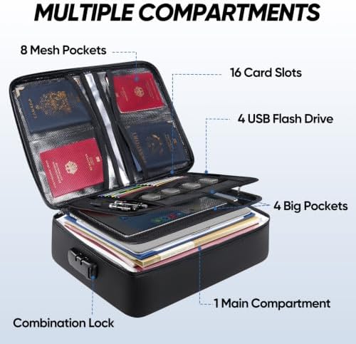 BALEINE Fireproof Document Box with Lock, Waterproof Fire Safe File Bag - Image 3