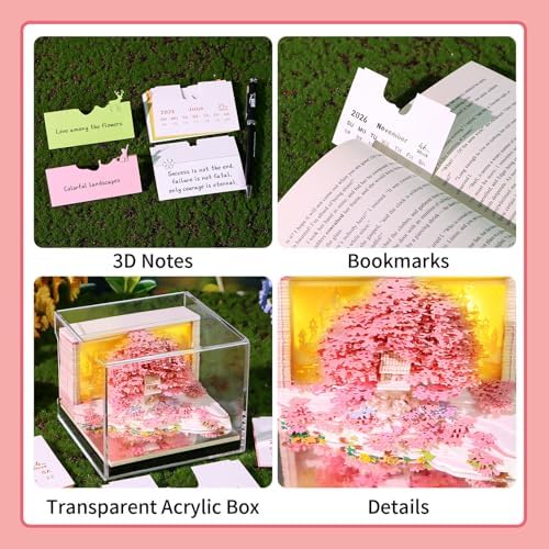 3D Calendar 2027,3D Desk Calendar Memo Pad 2027,3D Art Calendar Memo Pad 2027,Time Piece calendars 2027,3D Paper Art Notepad,Music Tree Desktop Decoration,New Year,Christmas Gift (Music Tree (Pink)) - Image 4