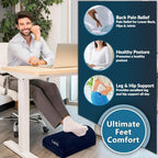ComfiLife Foot Rest for Under Desk at Work – Adjustable Desk FootRest for Office Chair, Gaming Accessories – Ergonomic Teardrop Design for Back, Hip & Leg Pain Relief – 100% Memory Foam (Navy) - Image 4