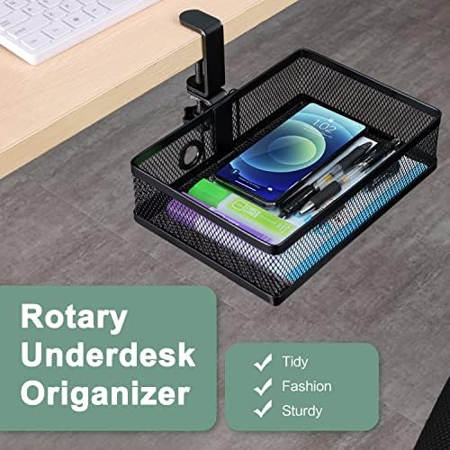ROSYLINE Under Desk Storage Basket Hanging Drawer Tray, Clamp On Organizer - Image 2