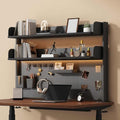 31.4in Clamp on Desk Shelf with Pegboard, Black Desktop Bookshelf Organizer by Dawselod
